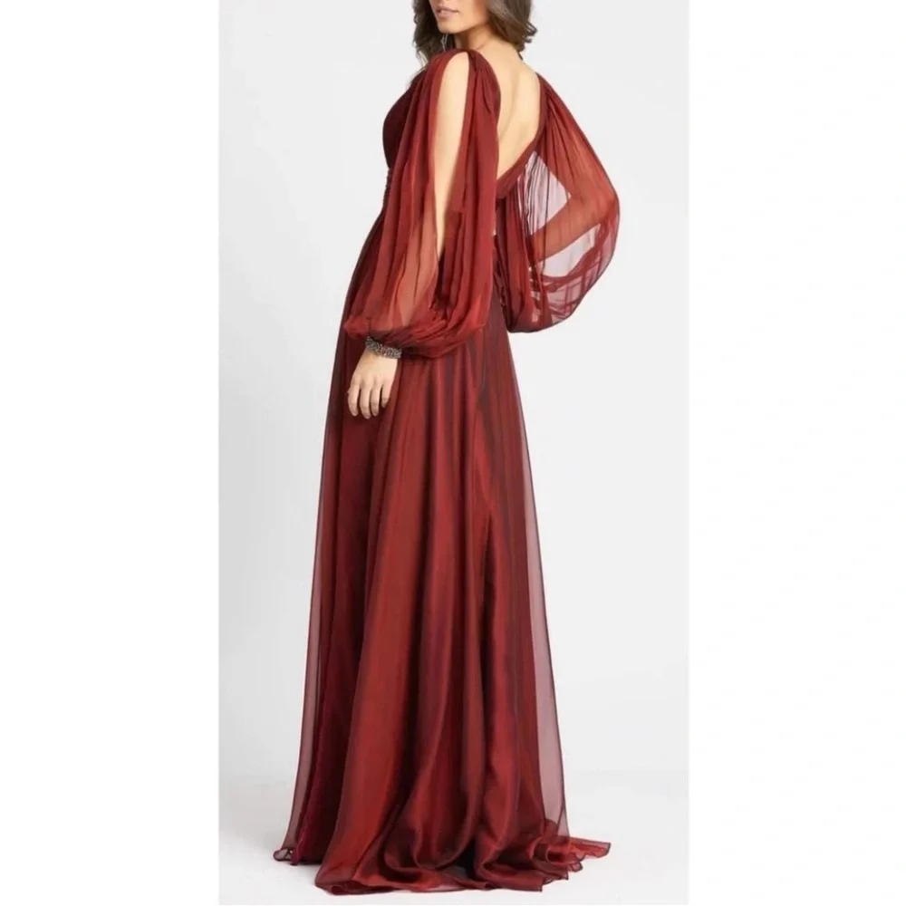 Mac Duggal Burgundy Red Maxi Evening Gown - Picture 3 of 10